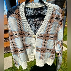 Just Polly Large Plaid Sweater